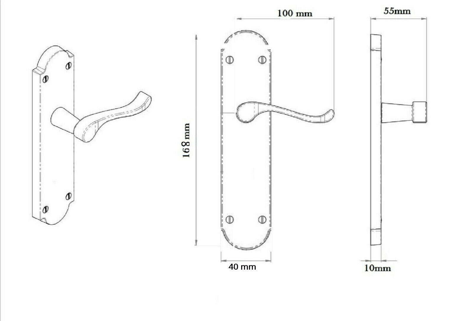 Black Nickel Epsom Victorian Scroll on Shaped Back Plate LOCK Door Handles D1