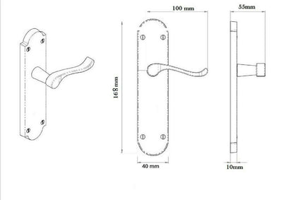 Black Nickel Epsom Victorian Scroll on Shaped Back Plate LOCK Door Handles D1