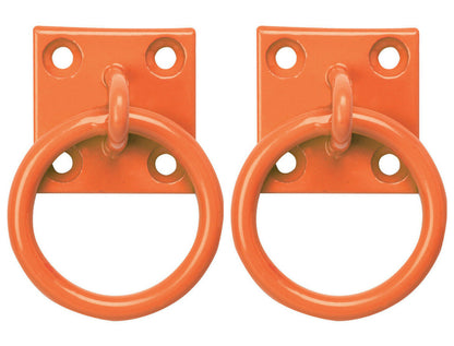 Perry Equestrian 2 Pack Tie Ring on 50mm Plate Stable Tie Up Ring Horse Pony