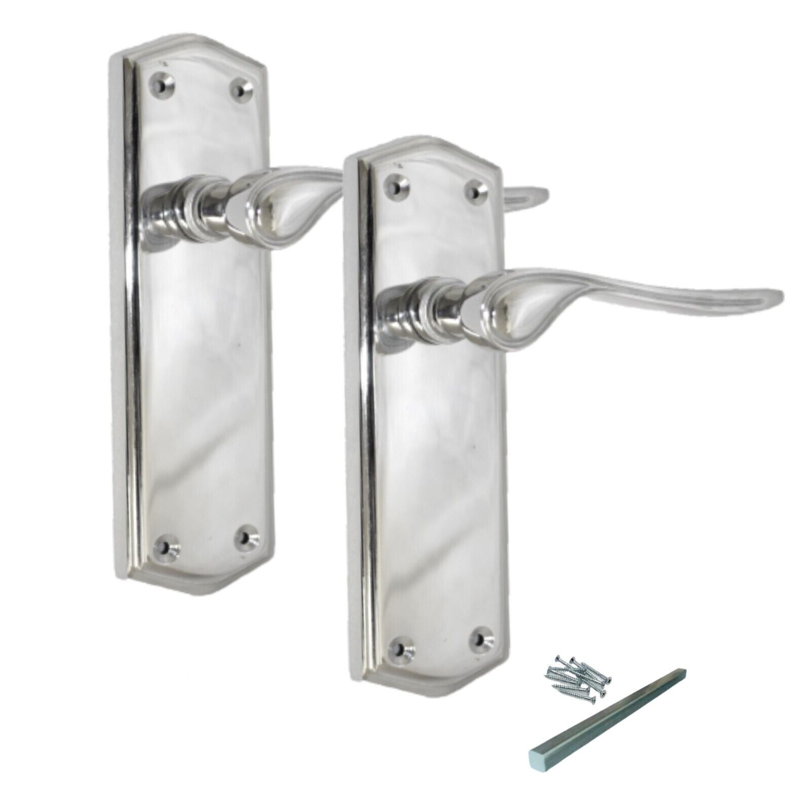 Door Handles Polished Chrome Stellar On Backplate Lever Latch Door Handles