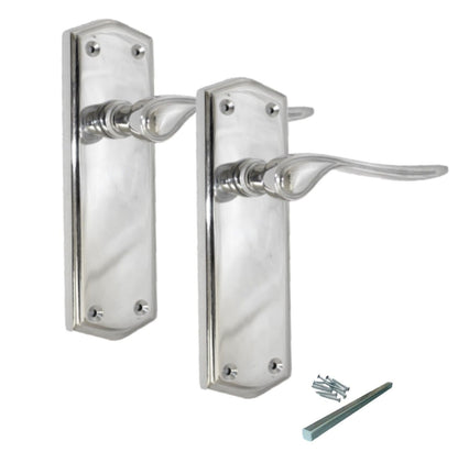 Door Handles Polished Chrome Stellar On Backplate Lever Latch Door Handles