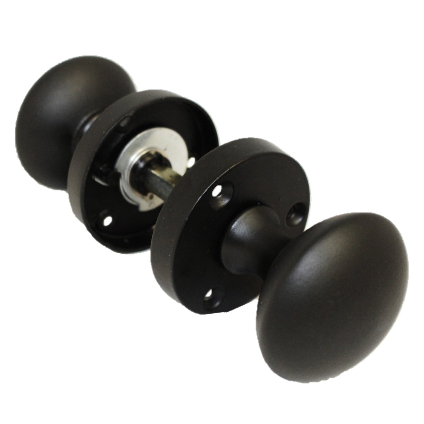 Door Knob Round Sprung Mortice MATT BLACK SETS 1 - 9 PAIRS Rose Diam Approx 56mm