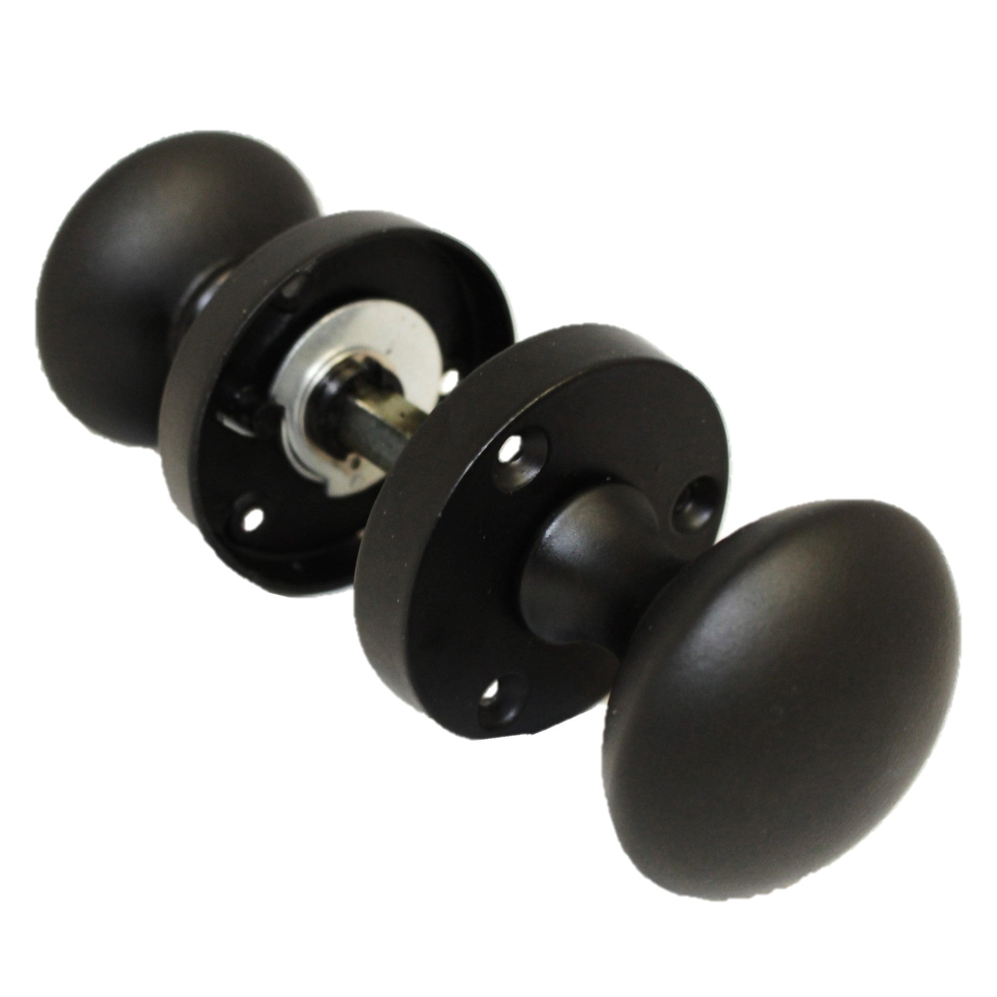 Door Knob Round Sprung Mortice MATT BLACK SETS 1 - 9 PAIRS Rose Diam Approx 56mm