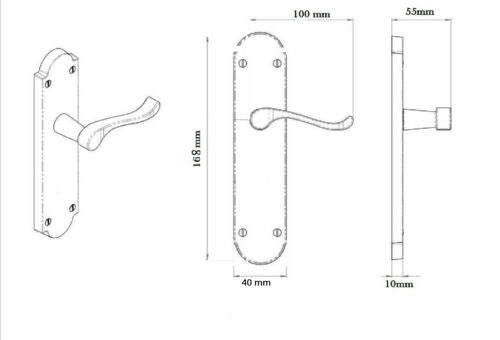 Chrome Epsom Victorian Scroll on Shaped Back Plate Lock Door Handles & Sash Lock