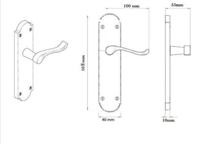 Chrome Epsom Victorian Scroll on Shaped Back Plate Lock Door Handles & Sash Lock