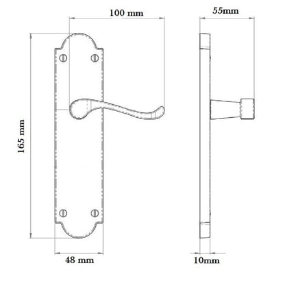 MODERN Chrome Scroll Bathroom Lock Door Handles Ashford Ashworth Style D1