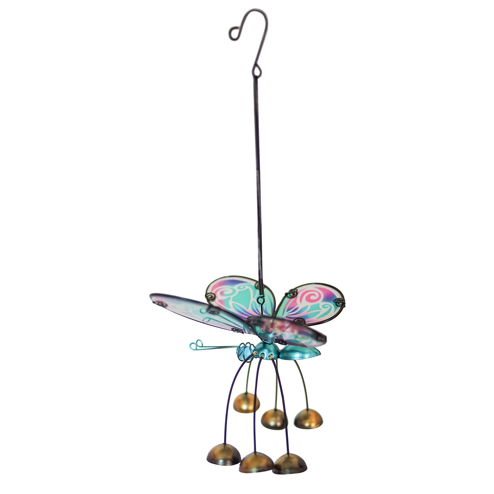 Glass Wing Fancy Butterfly Bobbin' Bells - Blue