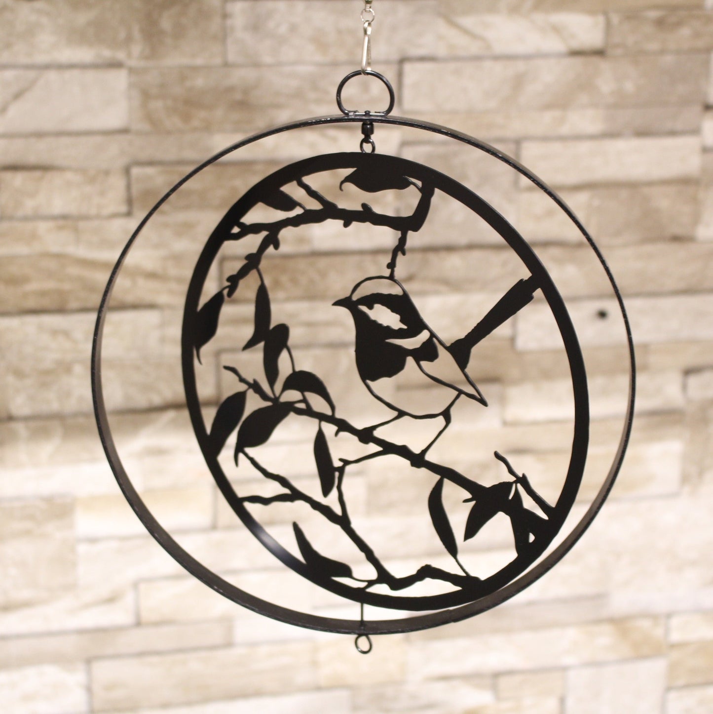 Bird Silhouette Hanging Orbit Spinner - Black Bronze