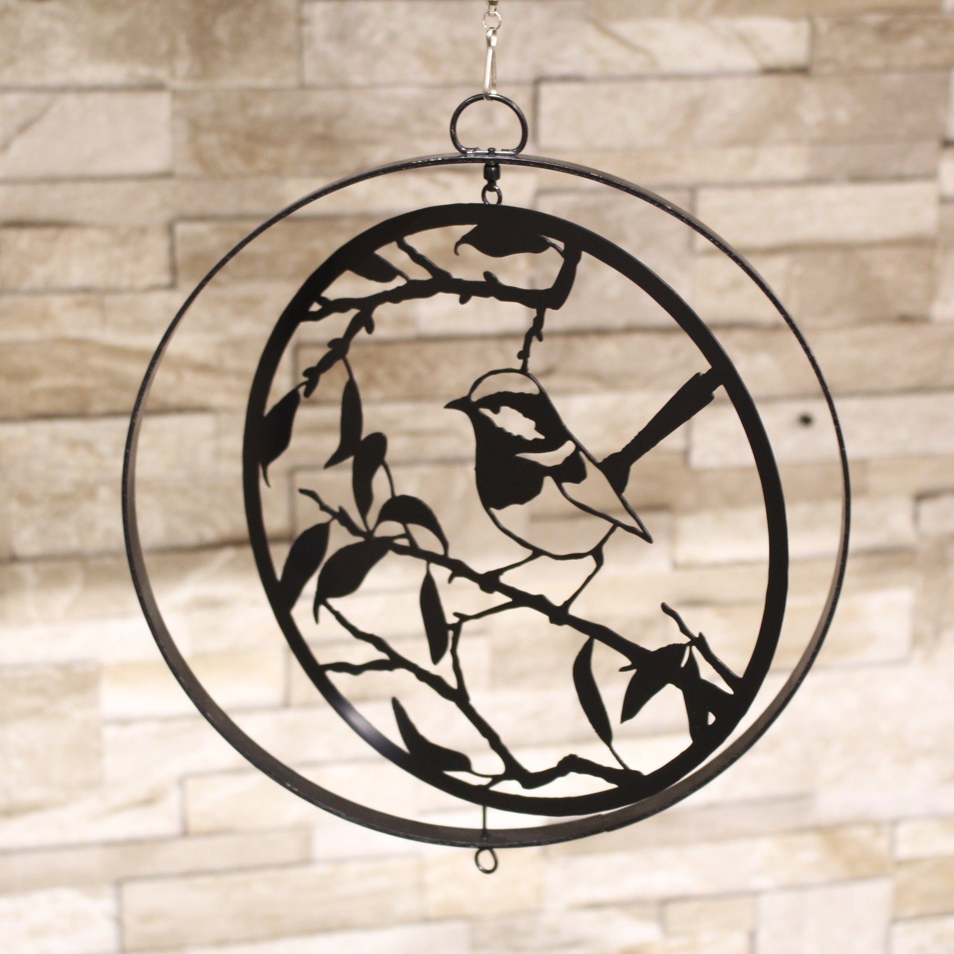 Bird Silhouette Hanging Orbit Spinner - Black Bronze