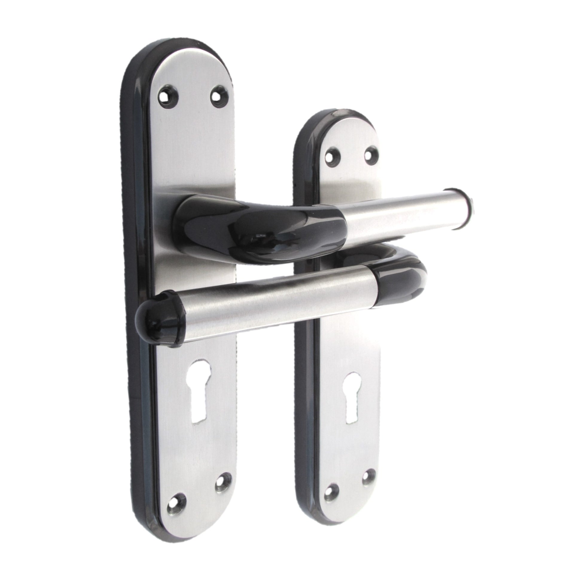 Door Handles Black Nickle Satin Duo Lever Interior LOCK Marina Deluxe Modern D1