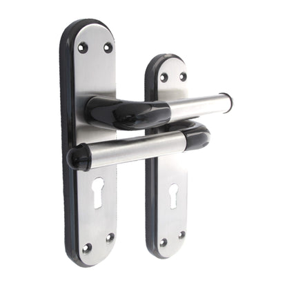 Door Handles Black Nickle Satin Duo Lever Interior LOCK Marina Deluxe Modern D1