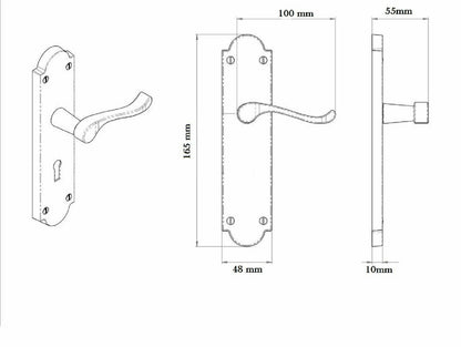Latch Door Handles Brass Finish Ashford Style Ashworth Interior Scroll Lever D1