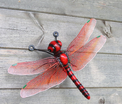 Metal Dragonfly Wall Art - Green, Blue & Red