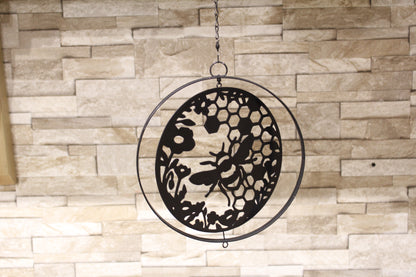 Metal Honey Bee Hanging Orbit Spinner - Black - Bronze