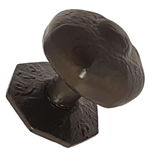 OCTAGONAL Centre Door KNOB Premium Black Antique CAST IRON Pull incl Fittings