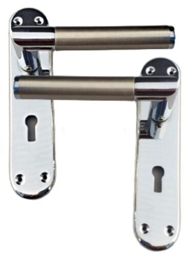 LEVER LOCK Door Handles Satin Nickel & Chrome Duo Finish Mitred INTERIOR D1