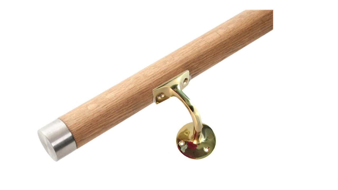 2-5 Brass Finish Handrail Bannister Support Stair Rail Bracket Fixing D25
