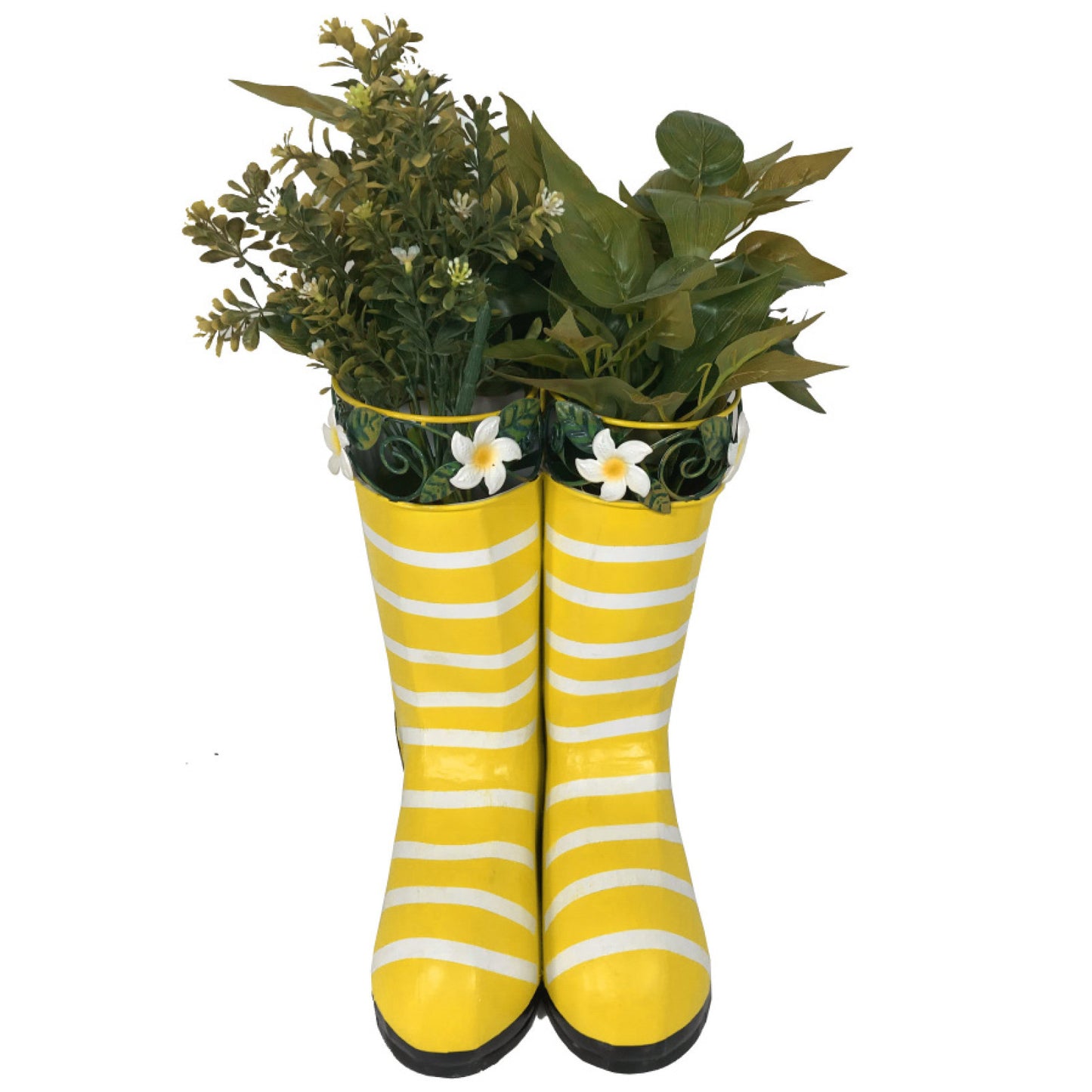Pair of Wellies Metal Planter - Yellow