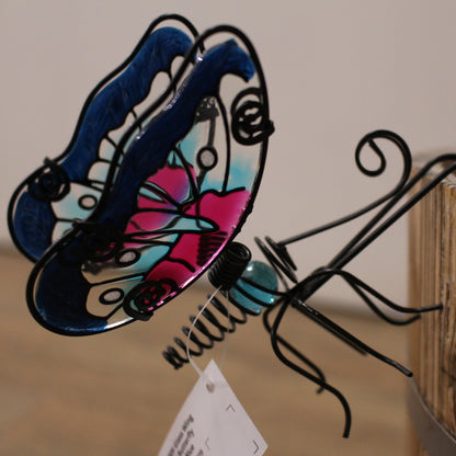 Glass Wing Spring-tail Butterfly Pot Hanger - Blue, Pink, Purple & Yellow
