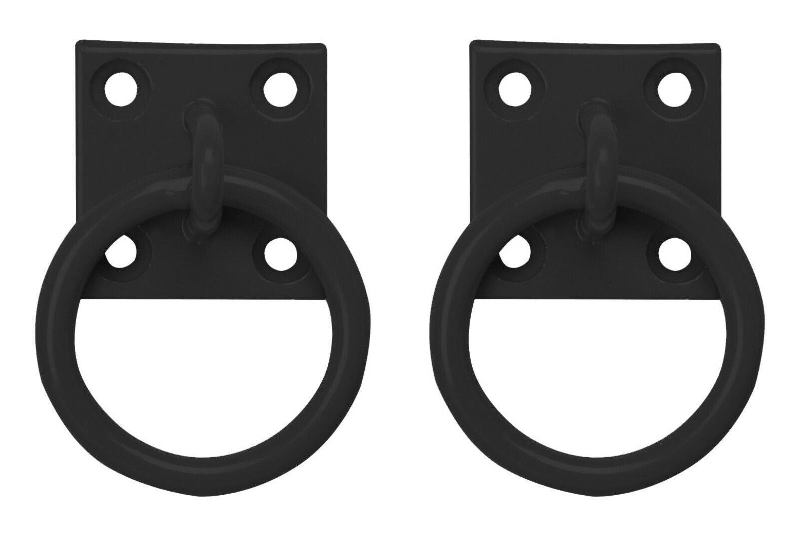 Perry Equestrian 2 Pack Tie Ring on 50mm Plate Stable Tie Up Ring Horse Pony
