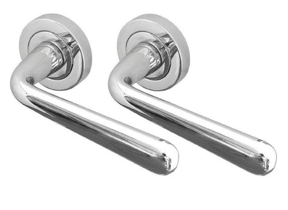 Modern MARINA PEARL Chrome LEVER DOOR HANDLES Round Rose Style