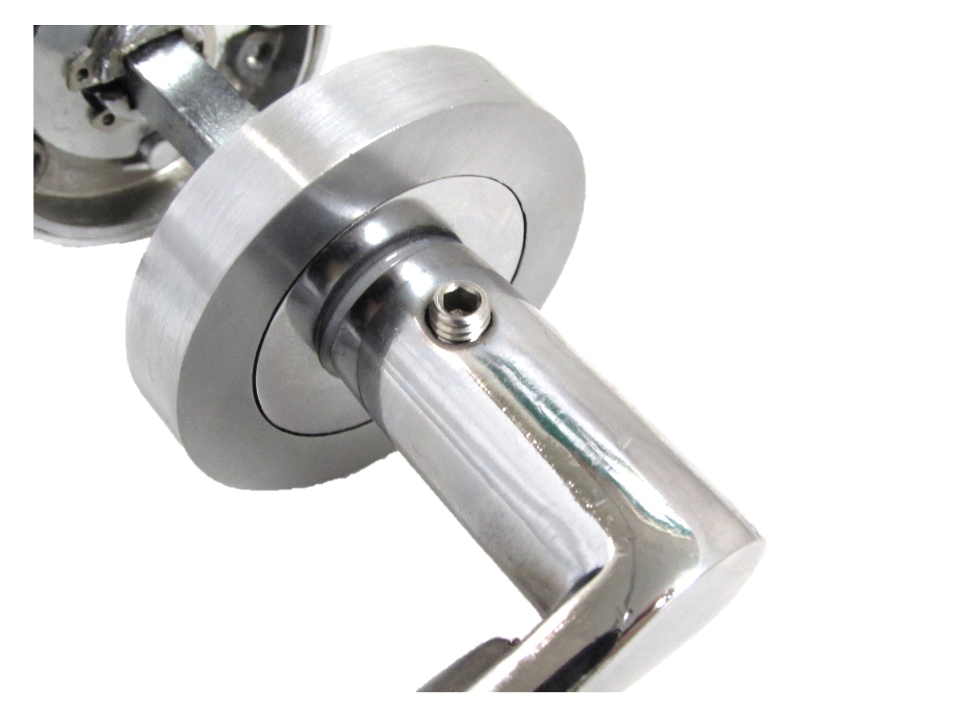 Modern Fresh Chrome Duo Verona Style Curved on Round Rose Lever Door Handles  D1