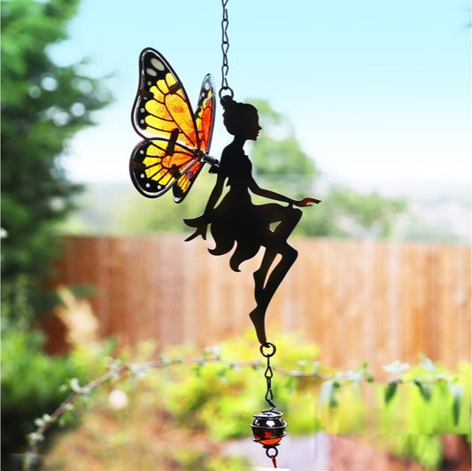Hanging Fairy Bell Chime Sun Catcher - Orange