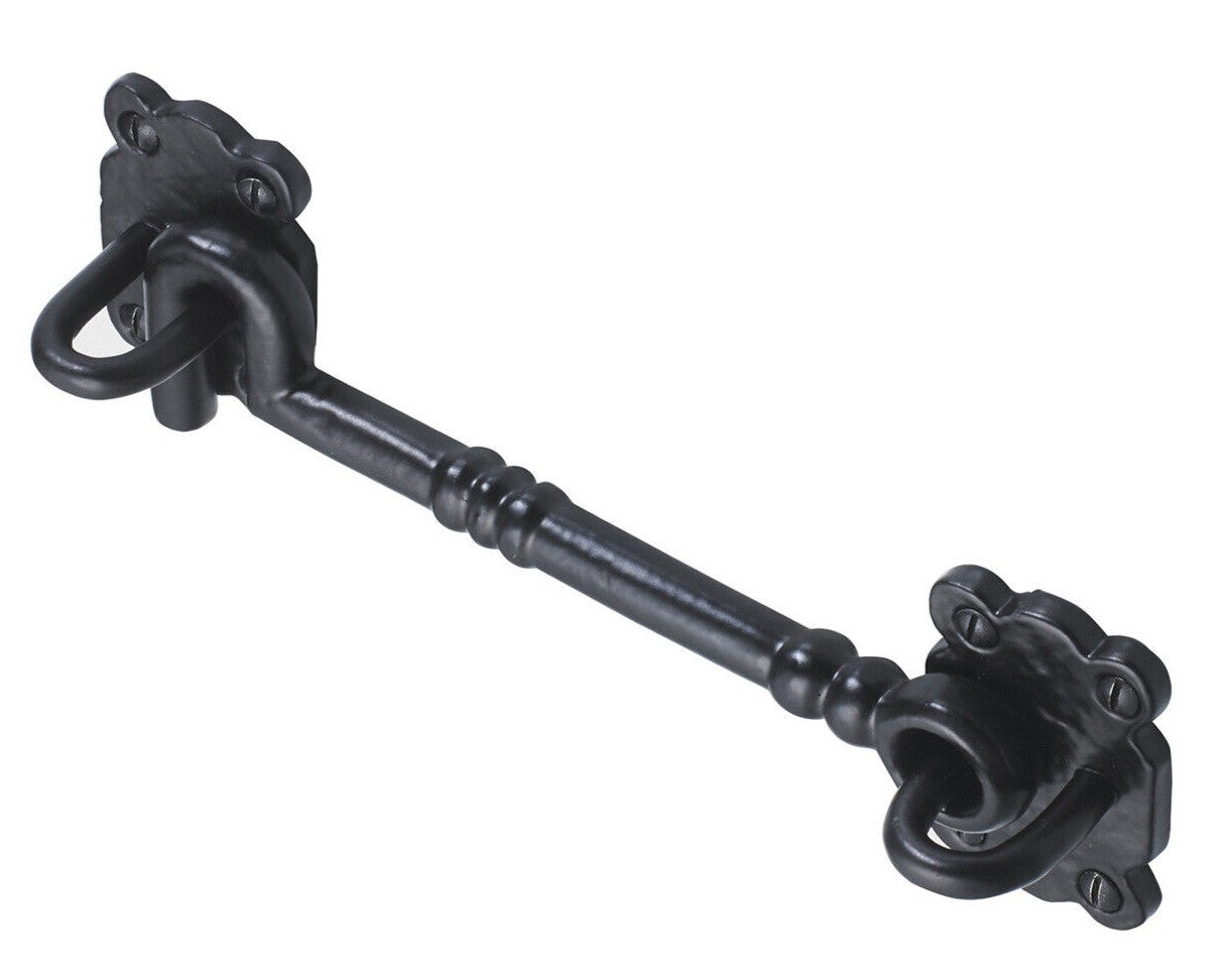 8" Black Antique Cast Cabin Hook - Door Window Shutter Holder Hold Back Open