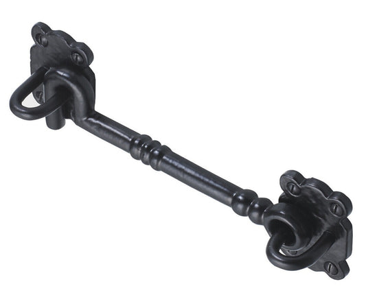 8" Black Antique Cast Cabin Hook - Door Window Shutter Holder Hold Back Open
