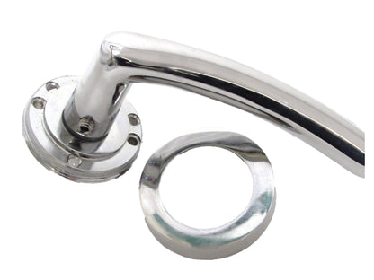 Modern Chrome Carlressia On Round Rose Arched Lever Door Handle Set D1