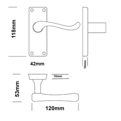 Door Handles Lever Latch Satin MODERN VICTORIAN Scroll With Hinges & Latch D1