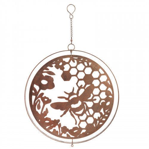 Metal Honey Bee Hanging Orbit Spinner - Black - Bronze