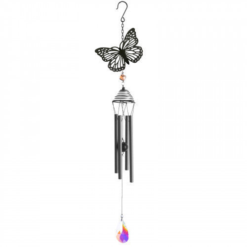 Silhouette Butterfly Wind Chime - Black