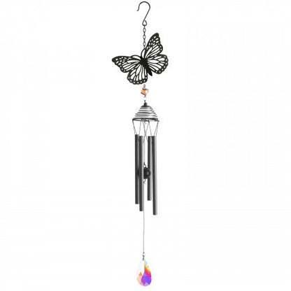 Silhouette Butterfly Wind Chime - Black