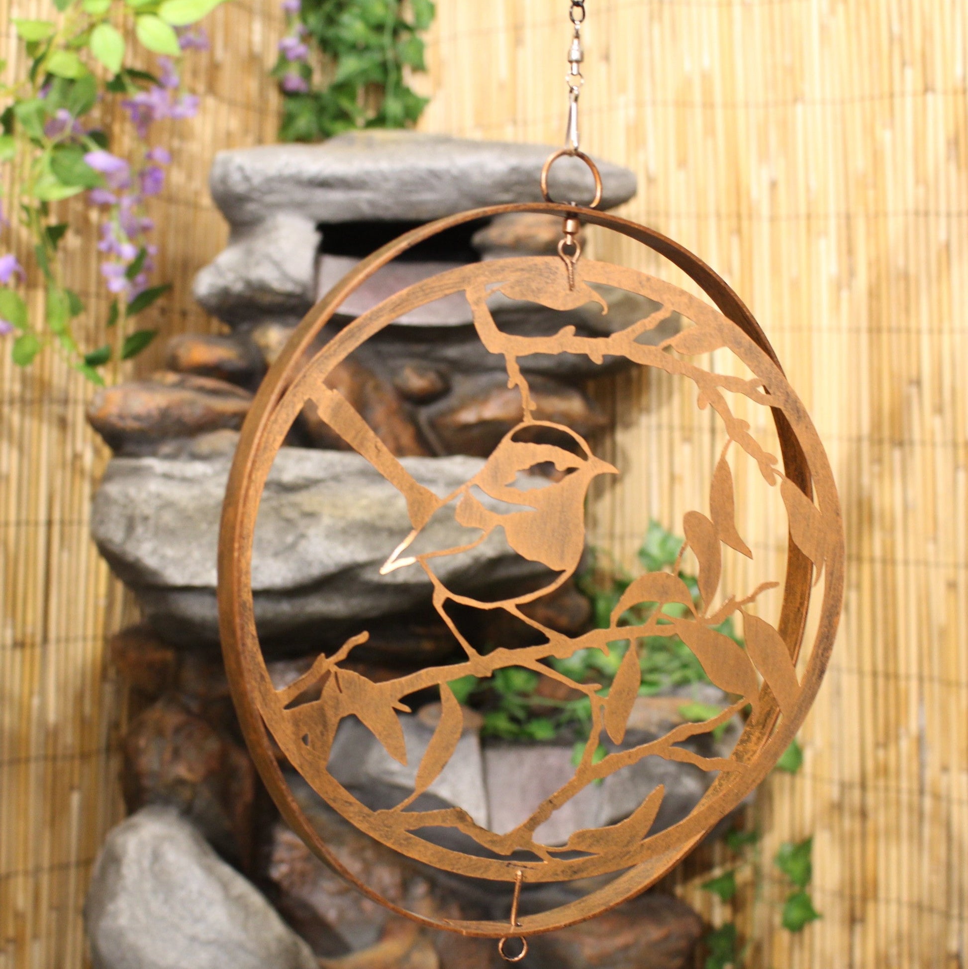 Bird Silhouette Hanging Orbit Spinner - Black Bronze