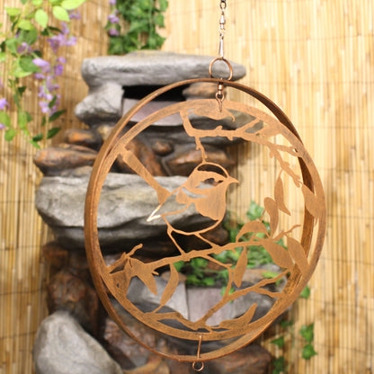 Bird Silhouette Hanging Orbit Spinner - Black Bronze