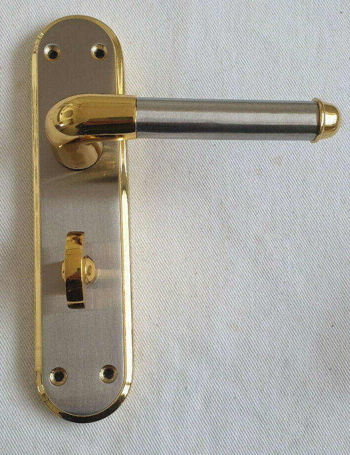 Door Handles: Satin & Brass two tone Finish - BATHROOM W/C Marina Deluxe Modern