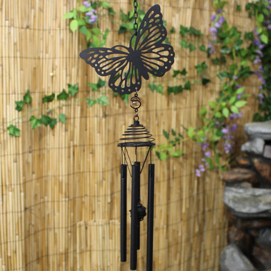 Silhouette Butterfly Wind Chime - Black